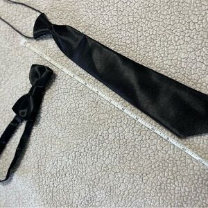 Elegant kids Black Satin Tie and Bow Tie Set